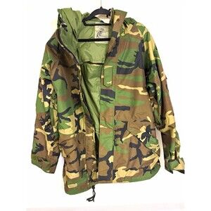 USGI ECWCS Gen 1 Woodland Camo Cold Weather Parka Jacket GoreTex Large Long VTG